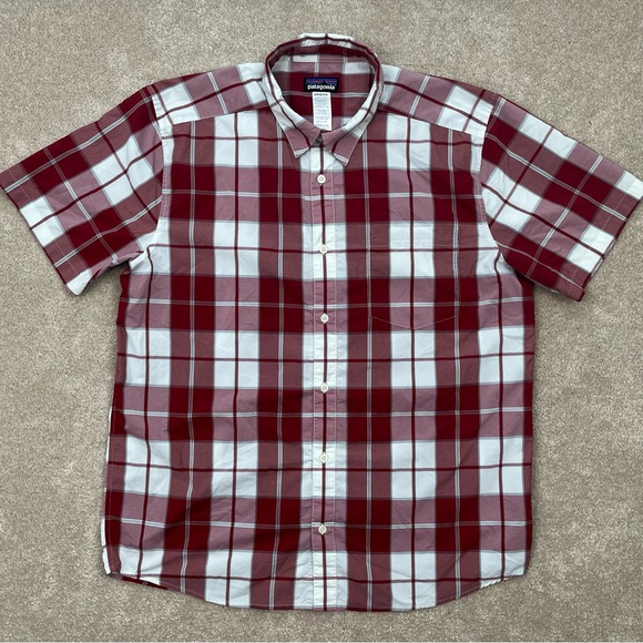 Patagonia Other - Patagonia Shirt Large Burgundy Button Up Plaid Short Sleeve Preppy Outdoor Men